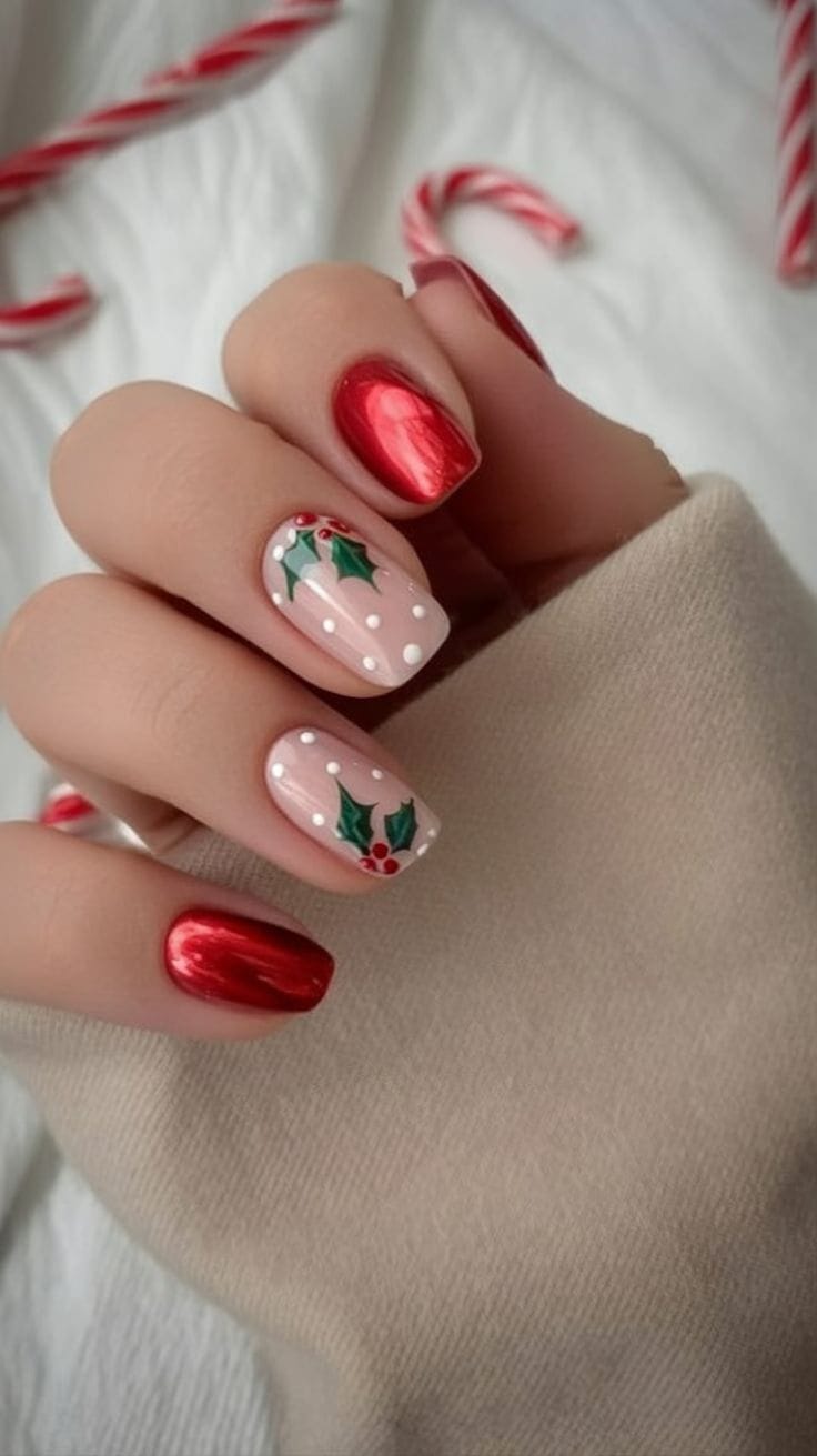 unha de natal verde