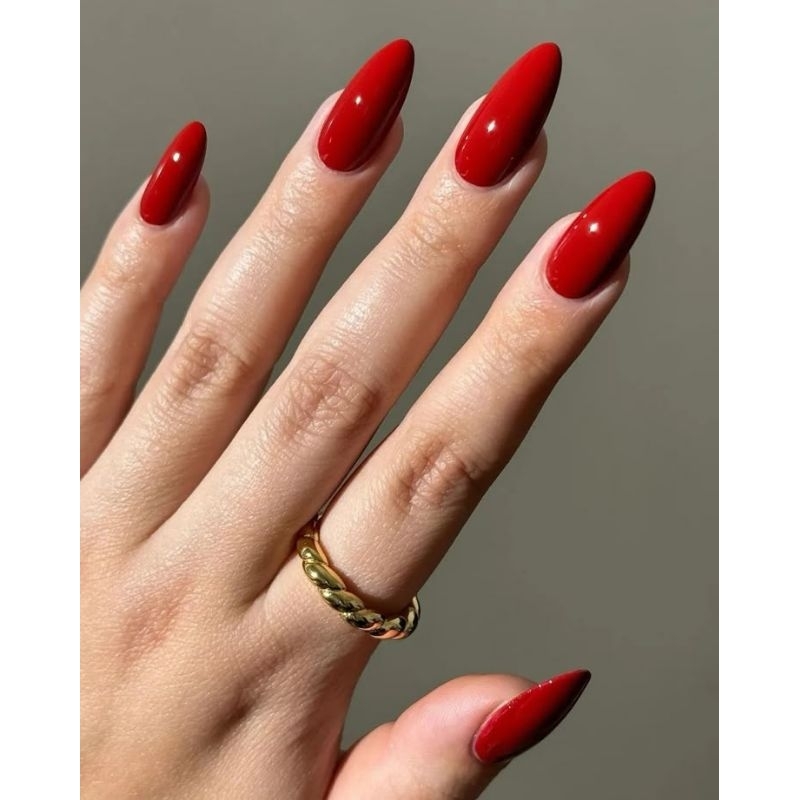 ideias de unhas em gel decoradas vermelhas para festas