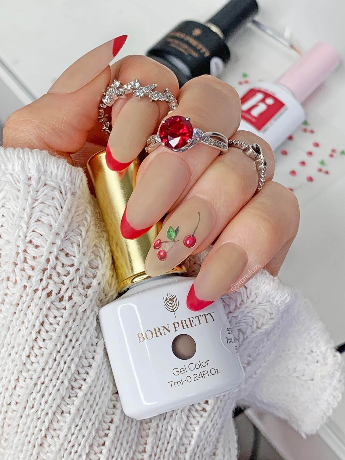 ideias de unhas em gel decoradas vermelhas para festas