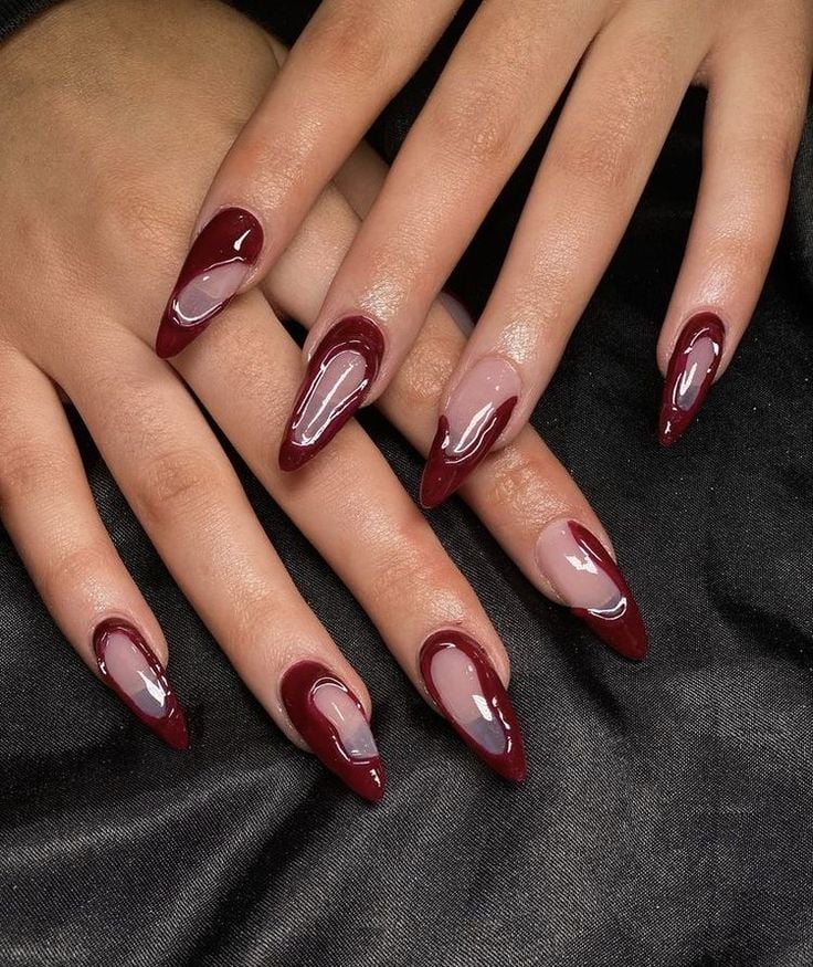 Unhas em gel vermelhas clássicas