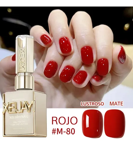 Unhas em gel vermelhas com glitter