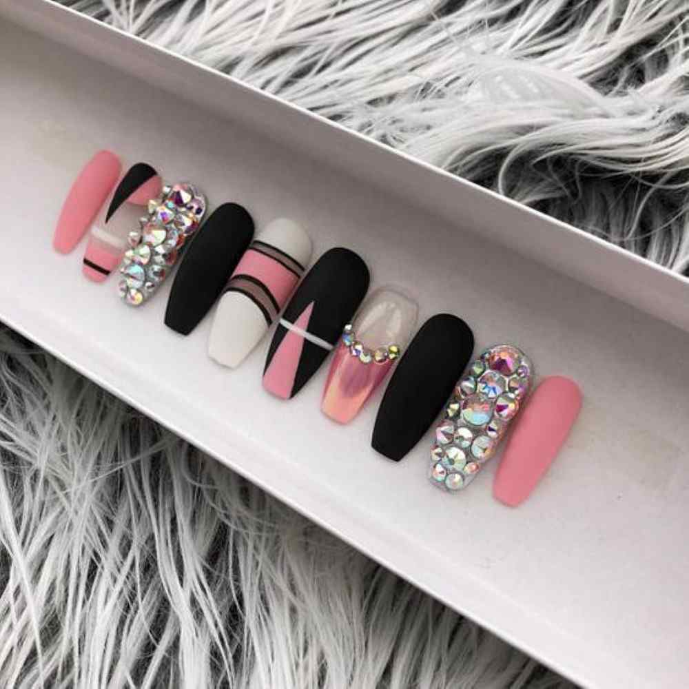 unha postiça decorada para ano novo 2026