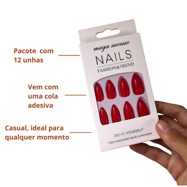 unha postiça decorada longa