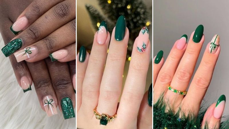 unhas de natal douradas