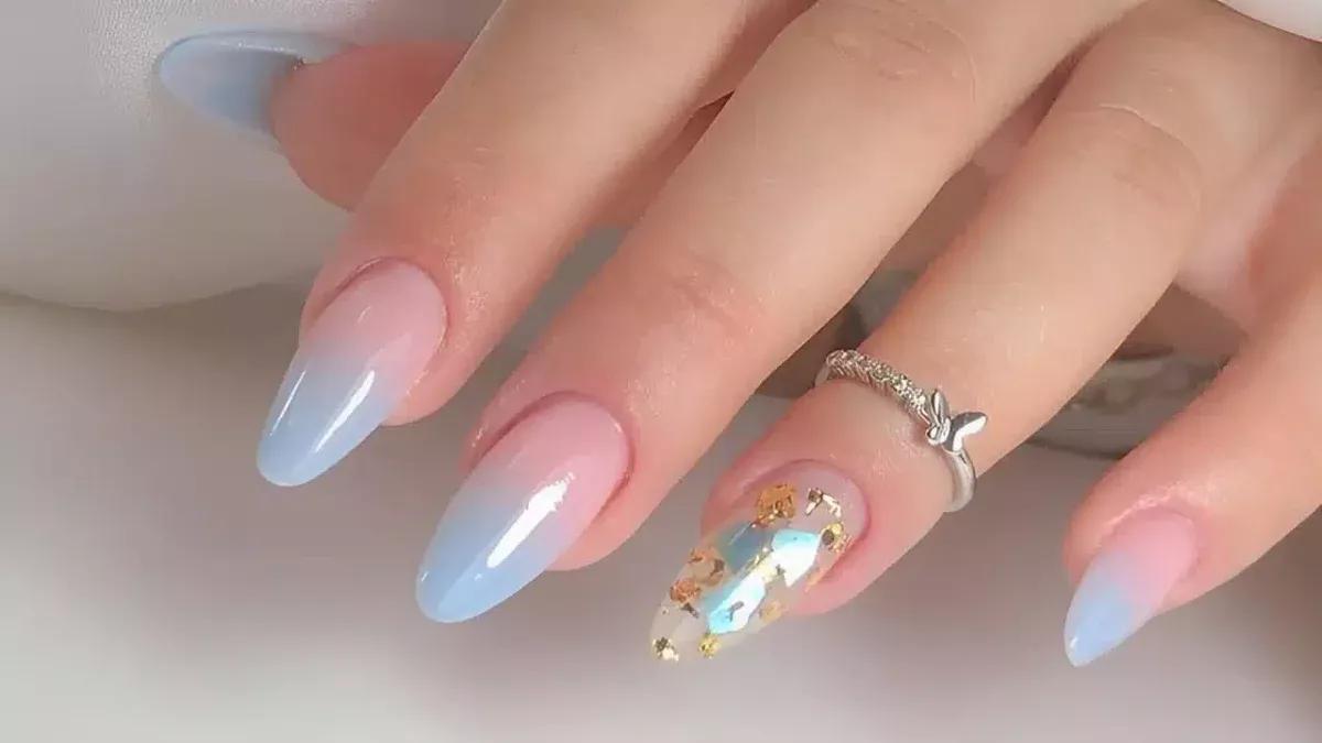 unhas decoradas azul escuro