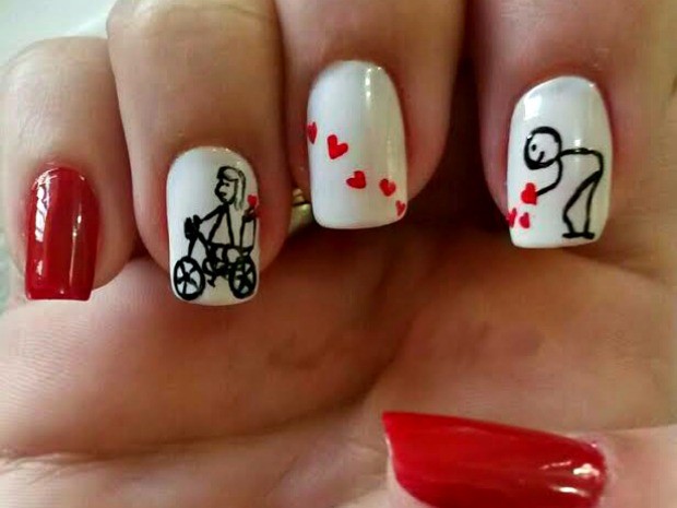 unhas decoradas dia dos namorados