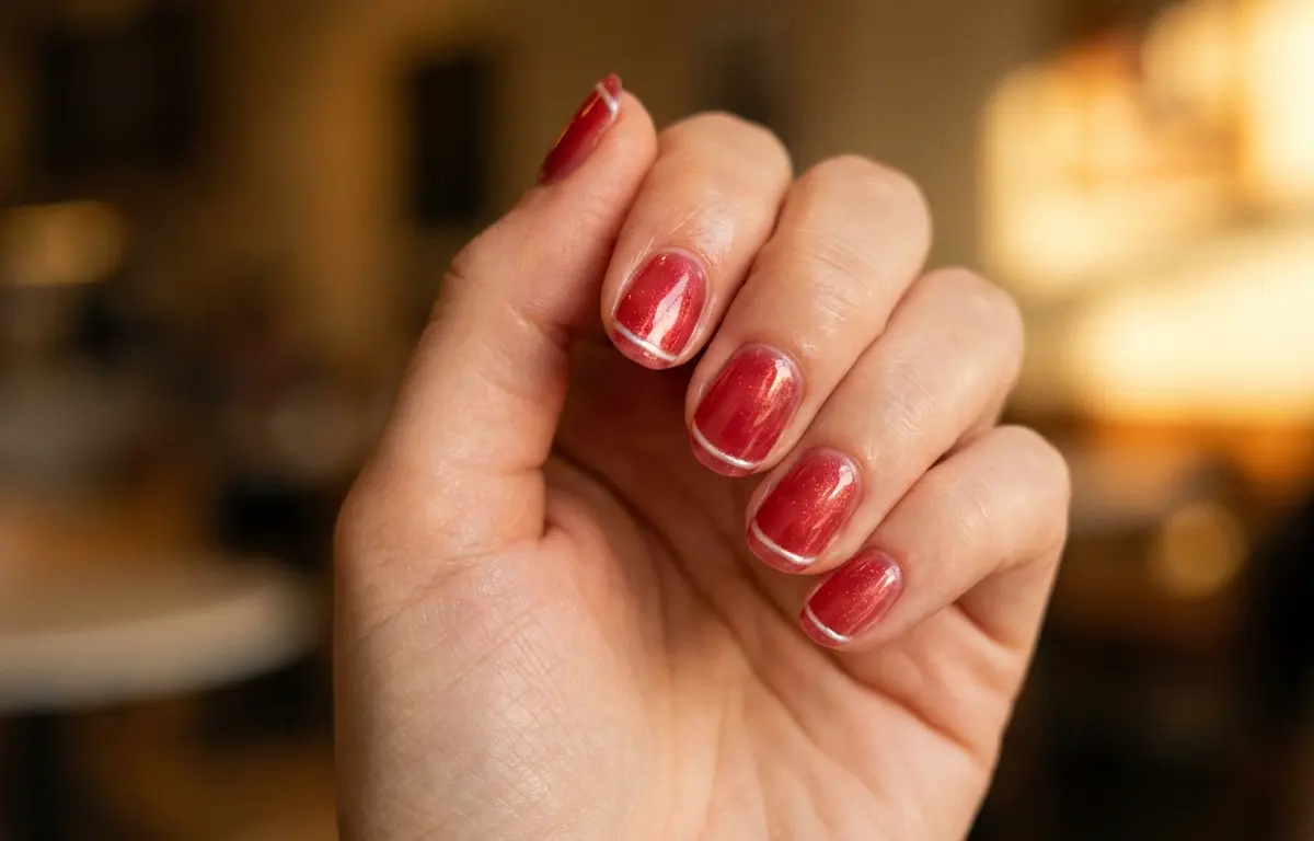 unhas vermelhas com pedrarias