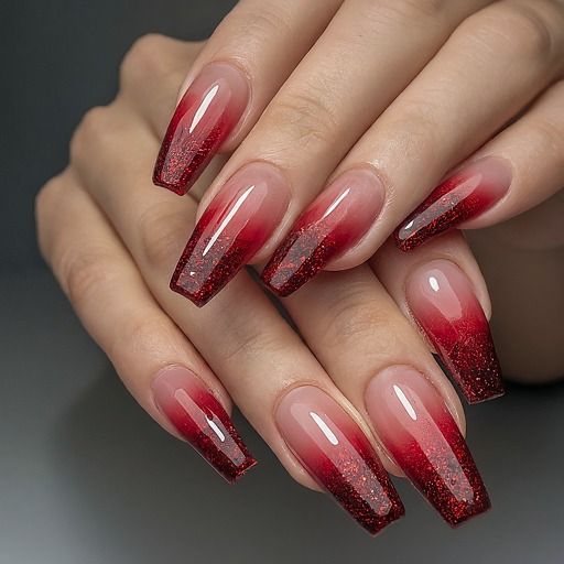 unhas em gel vermelha