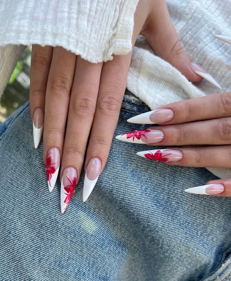 unhas stiletto decoradas