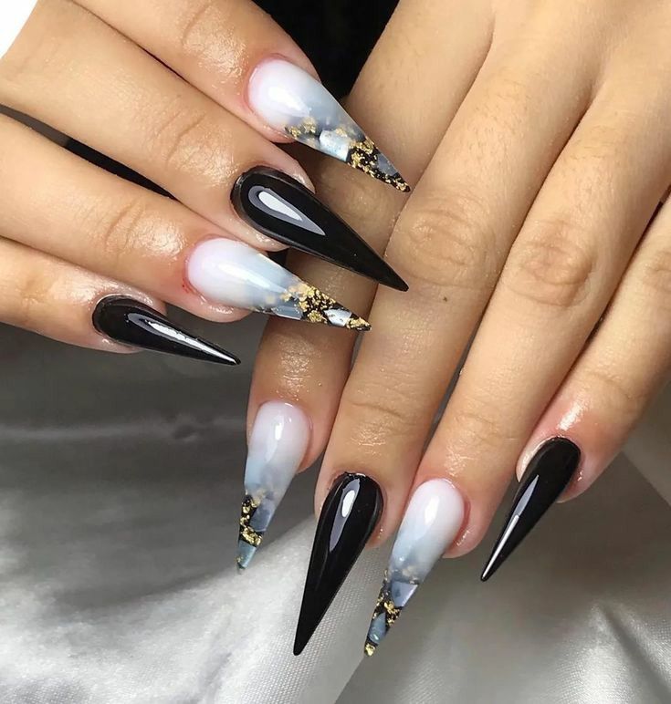unhas stiletto decoradas