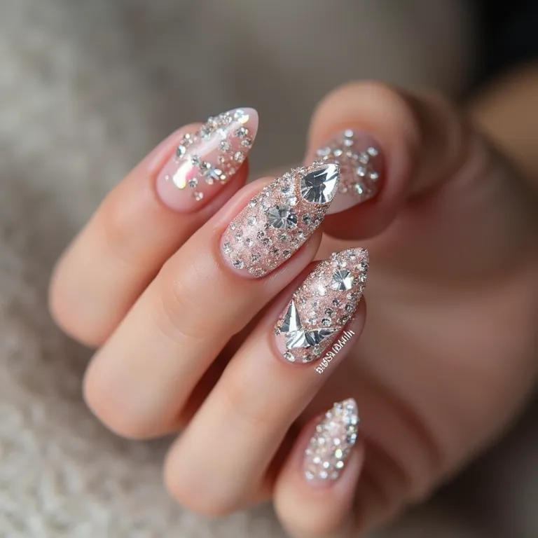 unhas stiletto decoradas