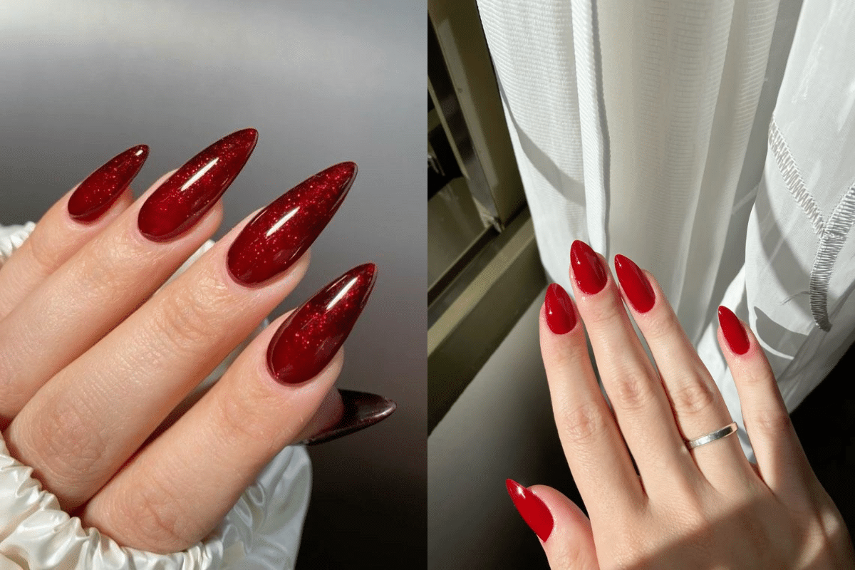 unhas vermelhas decoradas