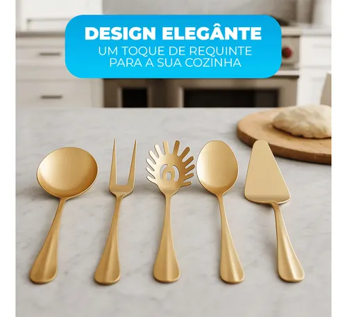 utensilios de cozinha dourados