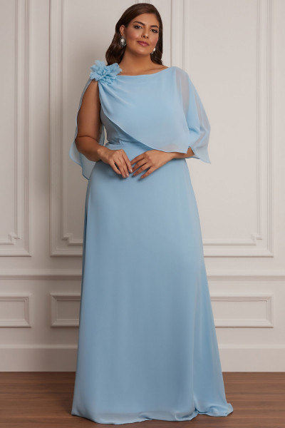 Vestido Rodado Midi Retrô Azul Serenity Madrinha