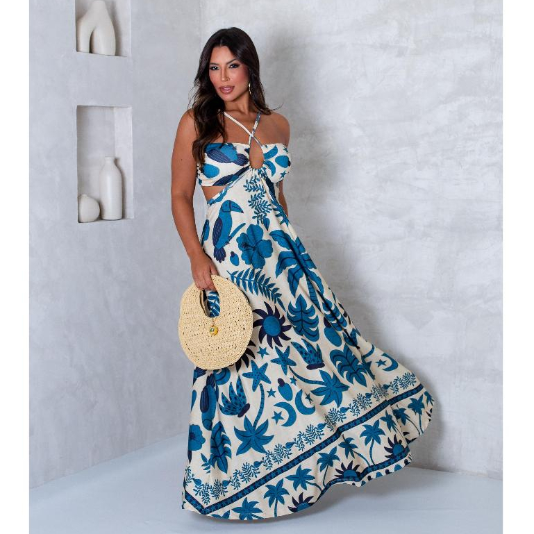 vestido longo plissado