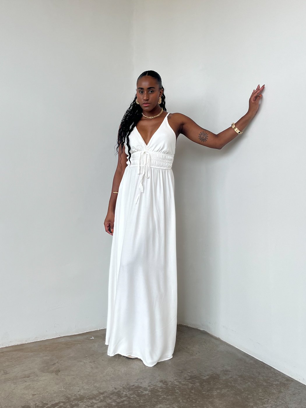 vestido longo de viscose