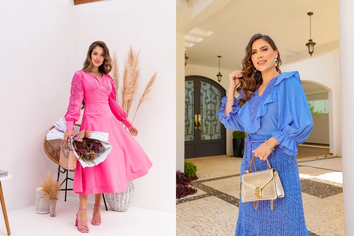 vestido manga longa tendência