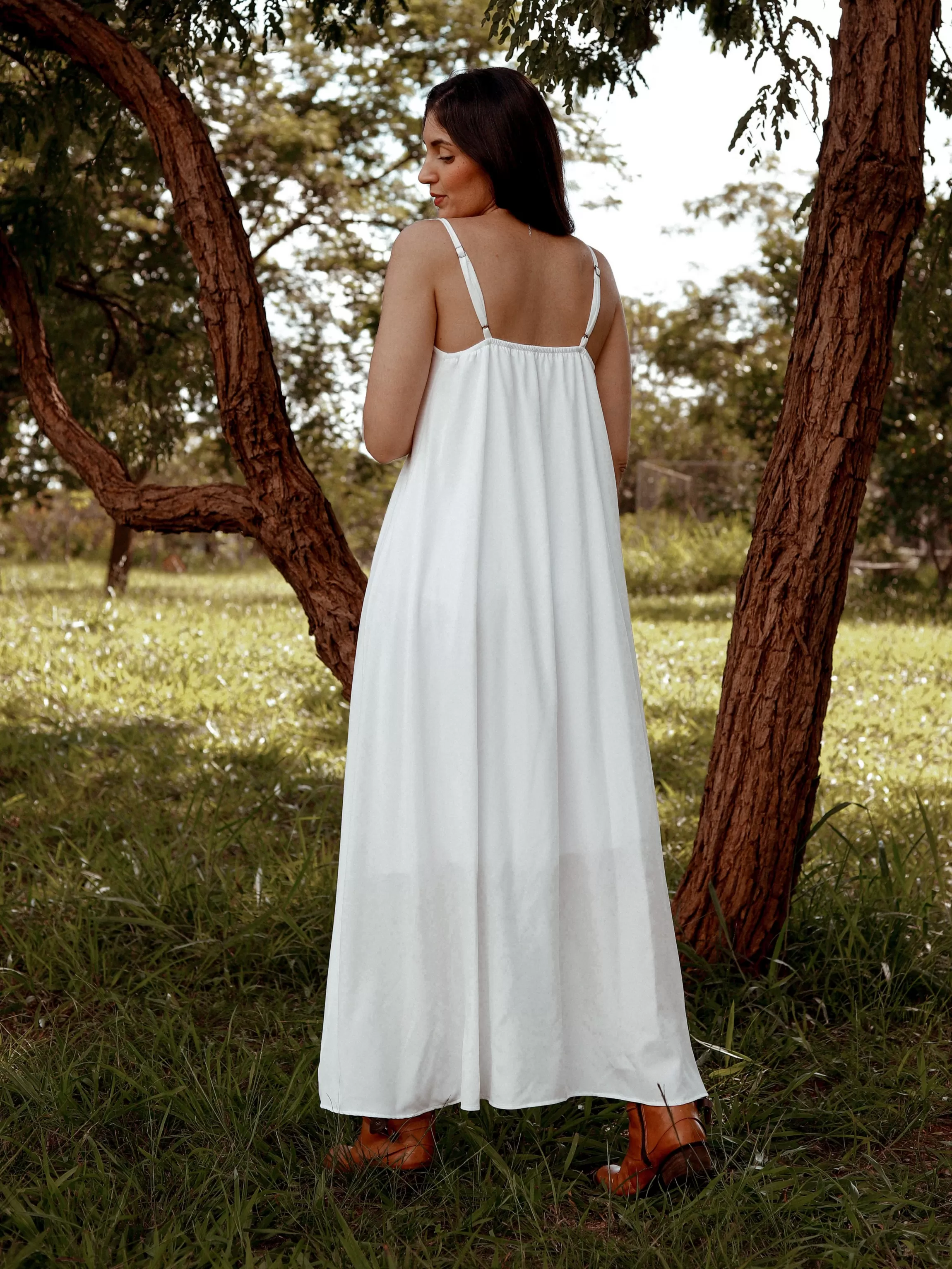 Vestido midi soltinho com lastex