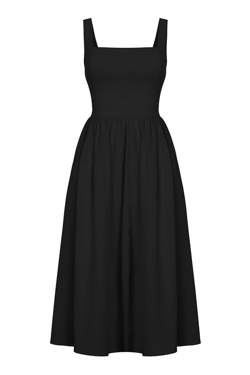 Vestido midi soltinho liso