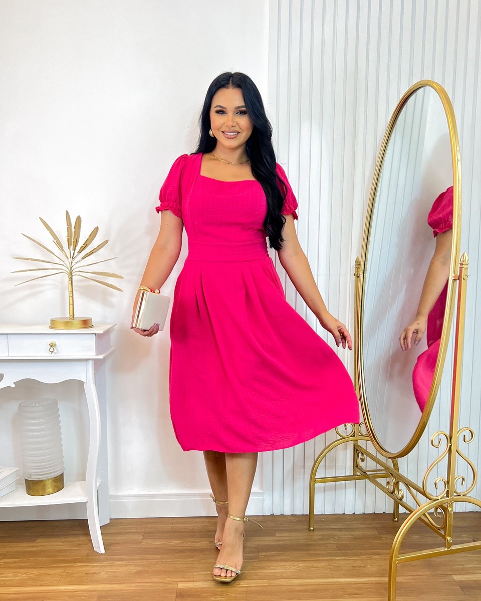 Vestido midi soltinho com botões
