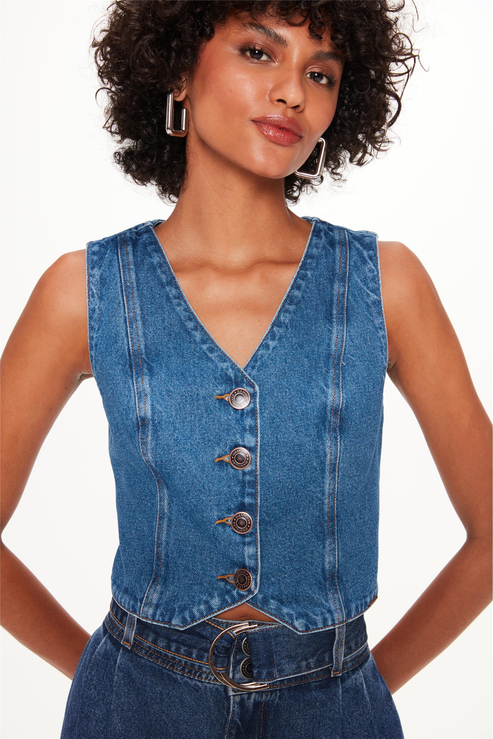 colete jeans cropped