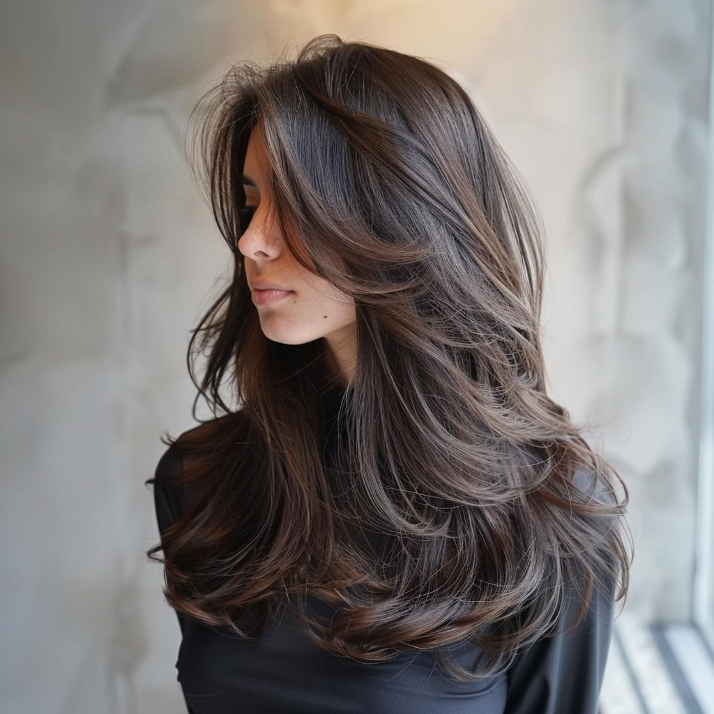 corte em U cabelo longo liso