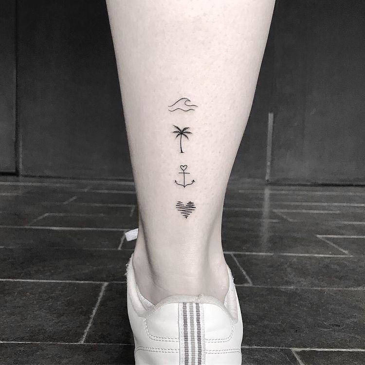 tatuagem escrita panturrilha feminina