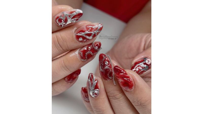tons de vermelho para unhas em gel