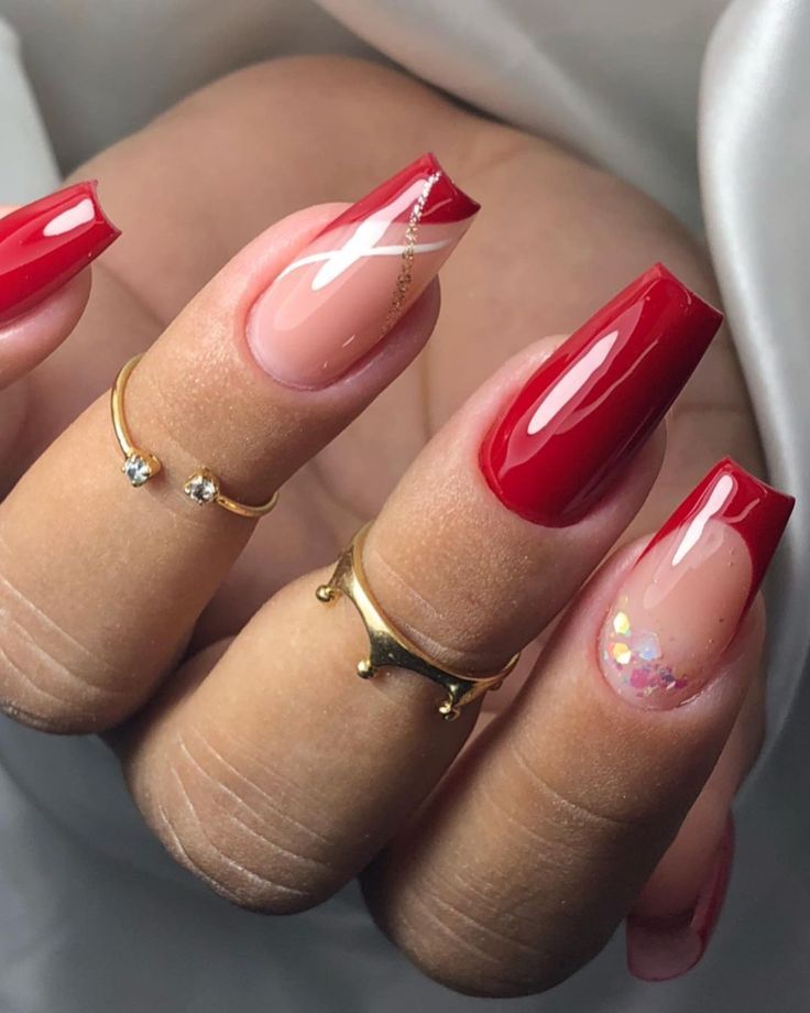 unhas em gel francesinha vermelha