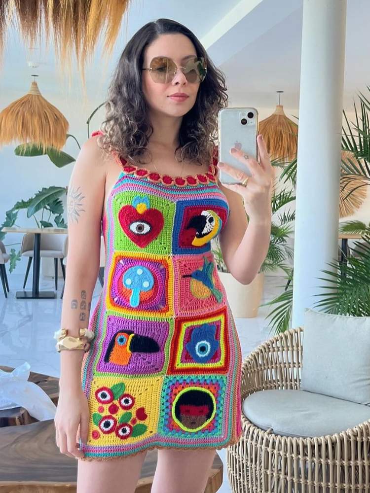 vestido de crochê curto
